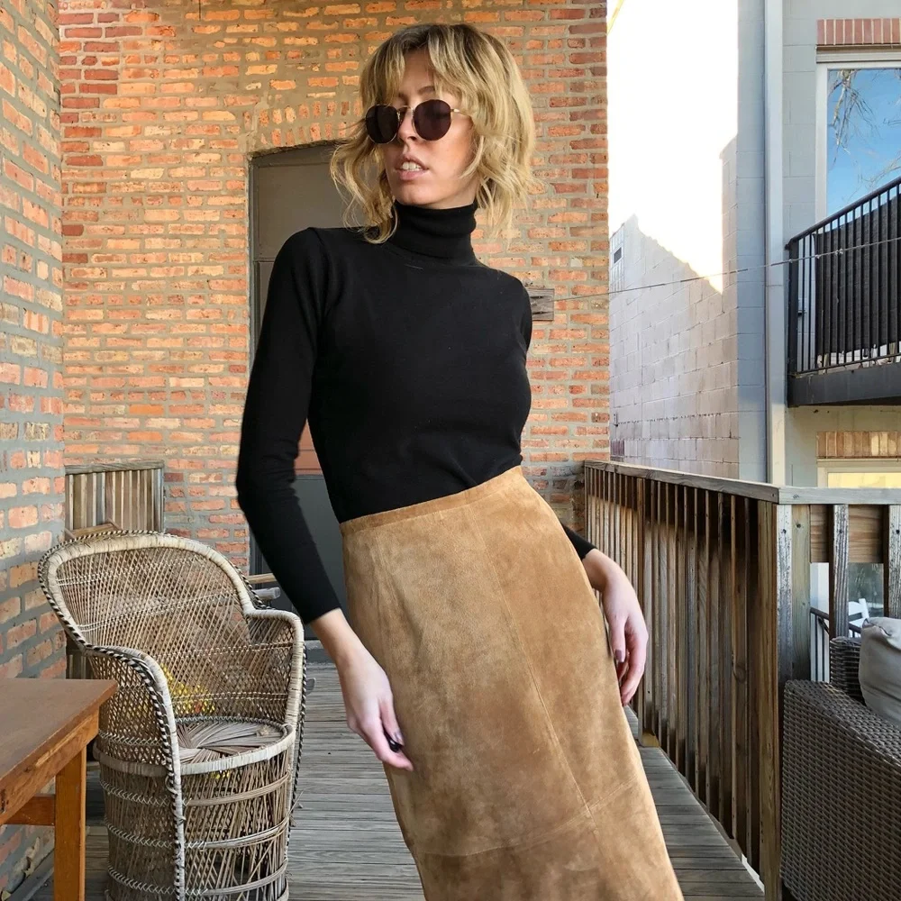 Vintage Genuine Suede Maxi Skirt - Picture 6 of 7